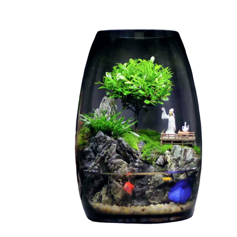 青苔壹品成品创意台藓微景观植物盆景办公室面绿植生态瓶缸盆栽 鸣竹神居+补光灯（套装）