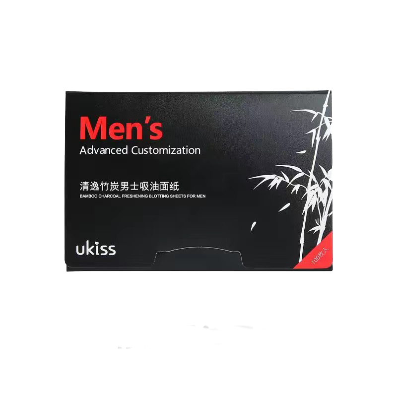 悠珂思（ukiss）面部吸油纸竹炭男士100片*3  清爽脸部去油光控油清洁定补妆便携