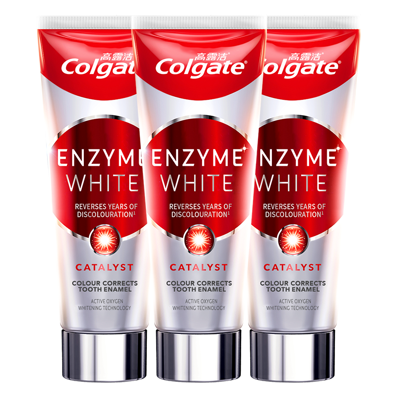 高露洁（Colgate）无水红管酵素美白牙膏101g*3活性酵素去黄去渍去口臭清新口气亮白