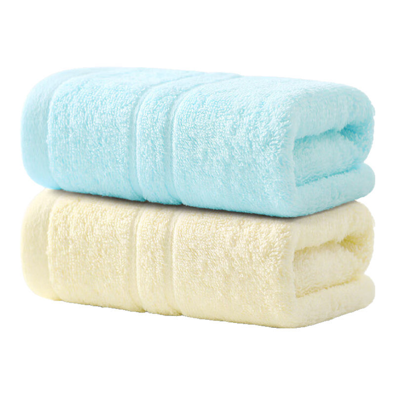 洁丽雅毛巾男士纯棉成人条纹速干吸水不掉毛全棉情侣家用洗澡巾擦脸面巾 黄色+兰色（60*30cm 70g） 2条