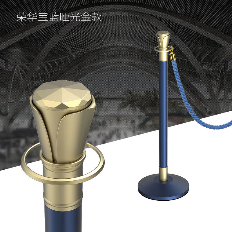 金柯榮華掛繩迎賓柱一欄桿酒店隔離帶護(hù)欄禮賓桿迎賓 寶藍(lán)啞光金款一根需兩根以