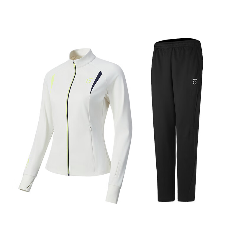 马孔多（macondo）跑步套装男女款防风加绒针织外套针织加绒长裤运动套装 骨白色+黑色 女 2XL 158.19元