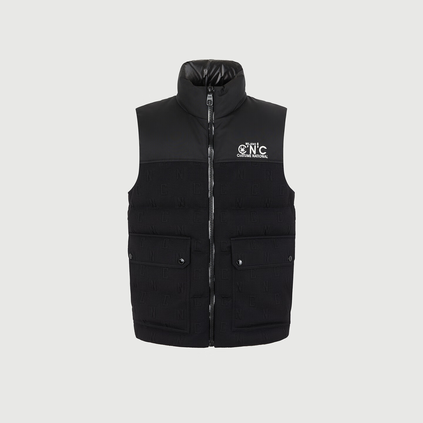 C'N'C【奢侈品衣服】CNC男装25秋冬新款男士羽绒马甲立领鸭绒外套 黑色花版 54 /XL/(185/100A)