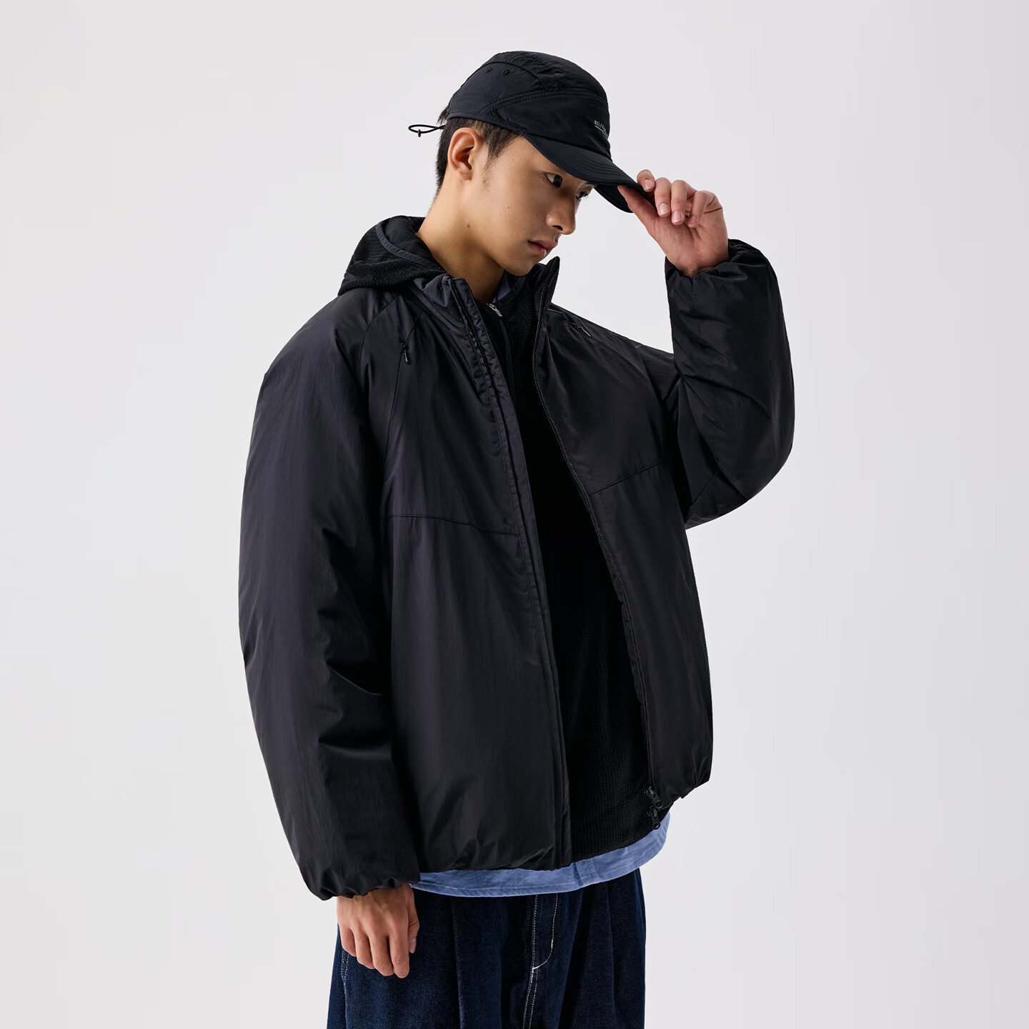 熊猫·本（ben.panda）新雪丽棉棉服三防立领加厚保暖新款宽松休闲撞色外套户外百搭上衣 黑色-新雪丽棉服 M