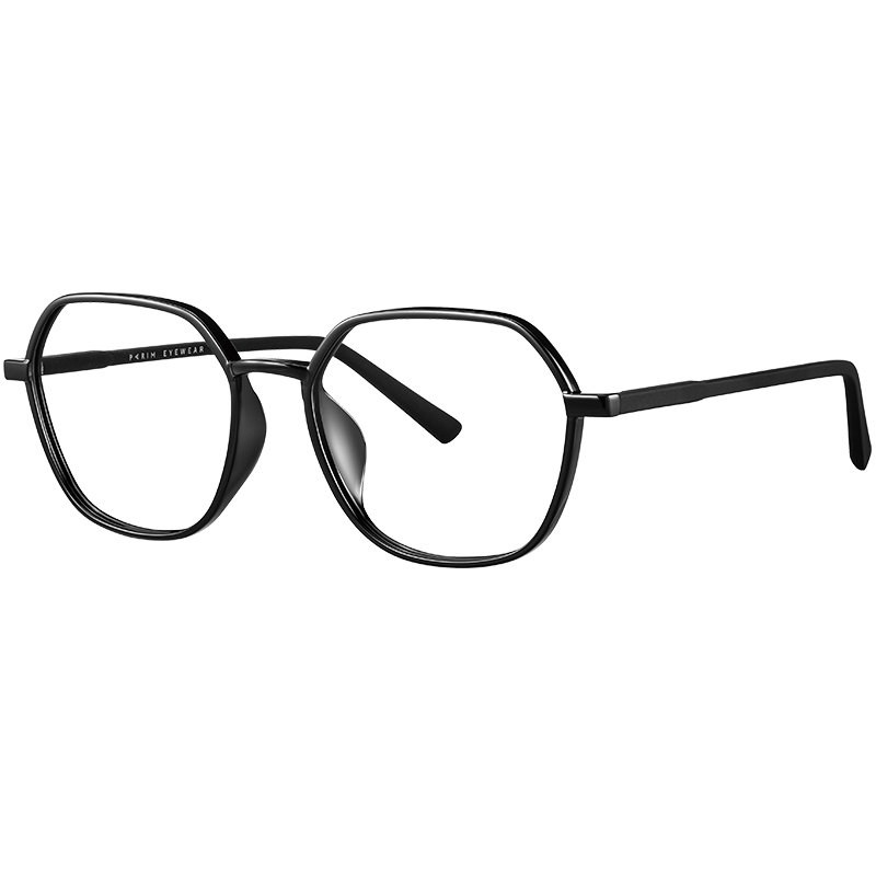 派麗蒙【田栩?qū)幟餍峭睢拷曆坨R女圓大臉顯瘦鏡框男鏡架82448異想者 B1-黑色框 單框