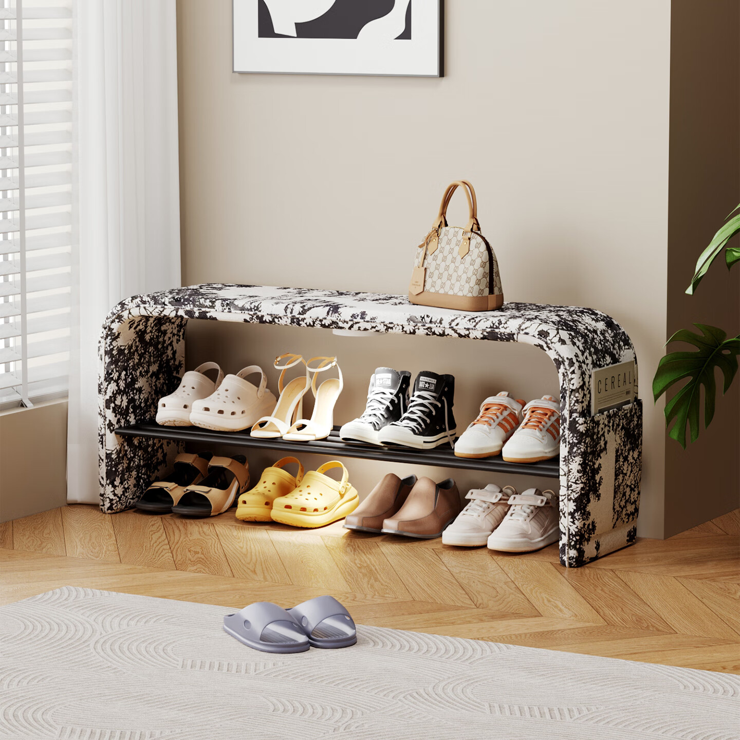 耶特入户门换鞋凳轻奢高级感家用门口穿鞋凳玄关鞋架坐凳一体进门鞋凳