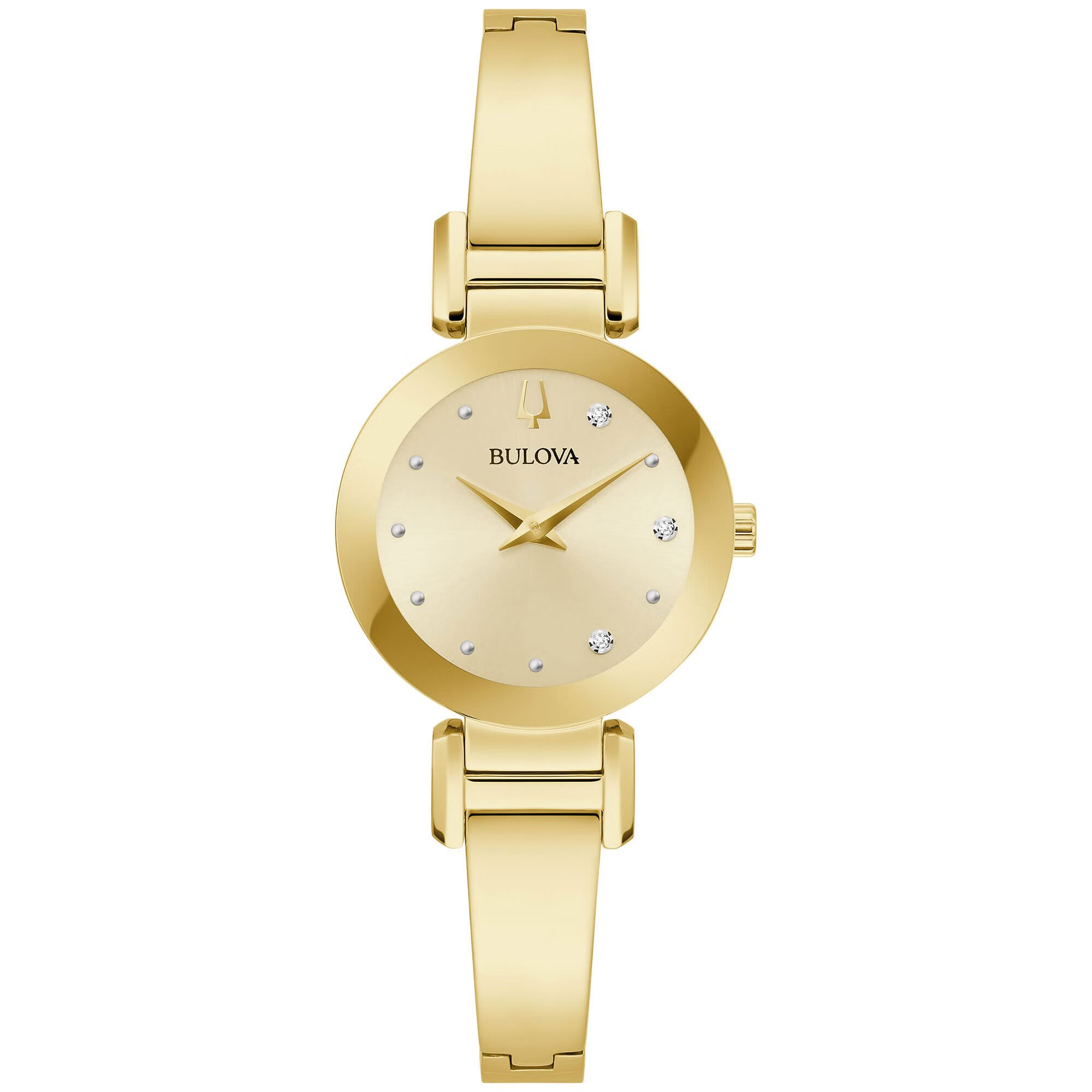 宝路华Bulova 宝路华 女士钻石不锈钢腕表 Gold/ Champagne Dial 26.0毫米