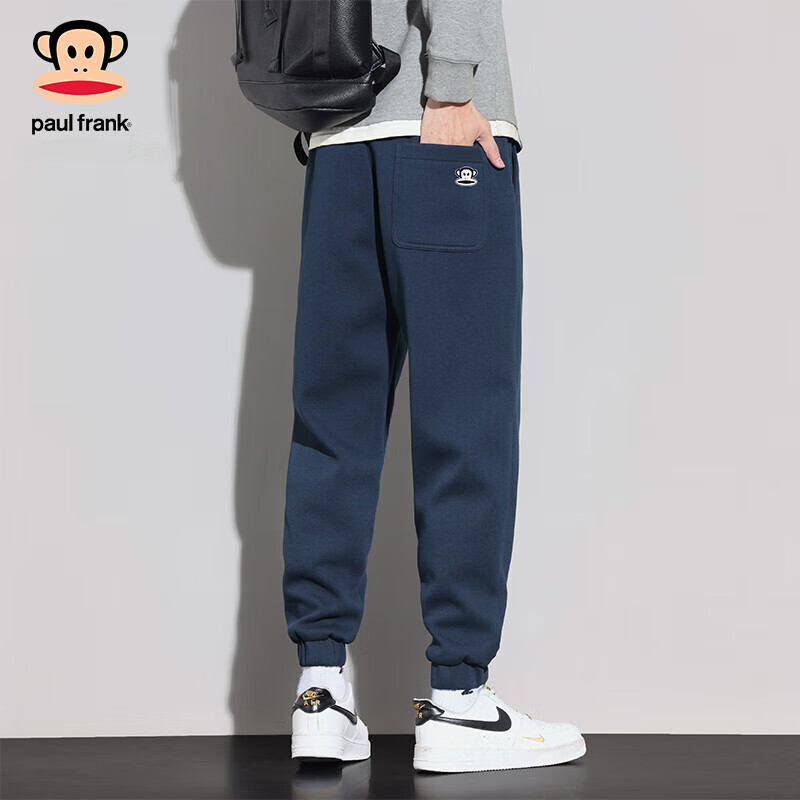 大嘴猴（paul frank）美式九分休闲裤男士秋春季宽松潮牌运动工作束脚卫裤高端裤子男装 藏青色【官方正品】 XL 【建议130-145斤】