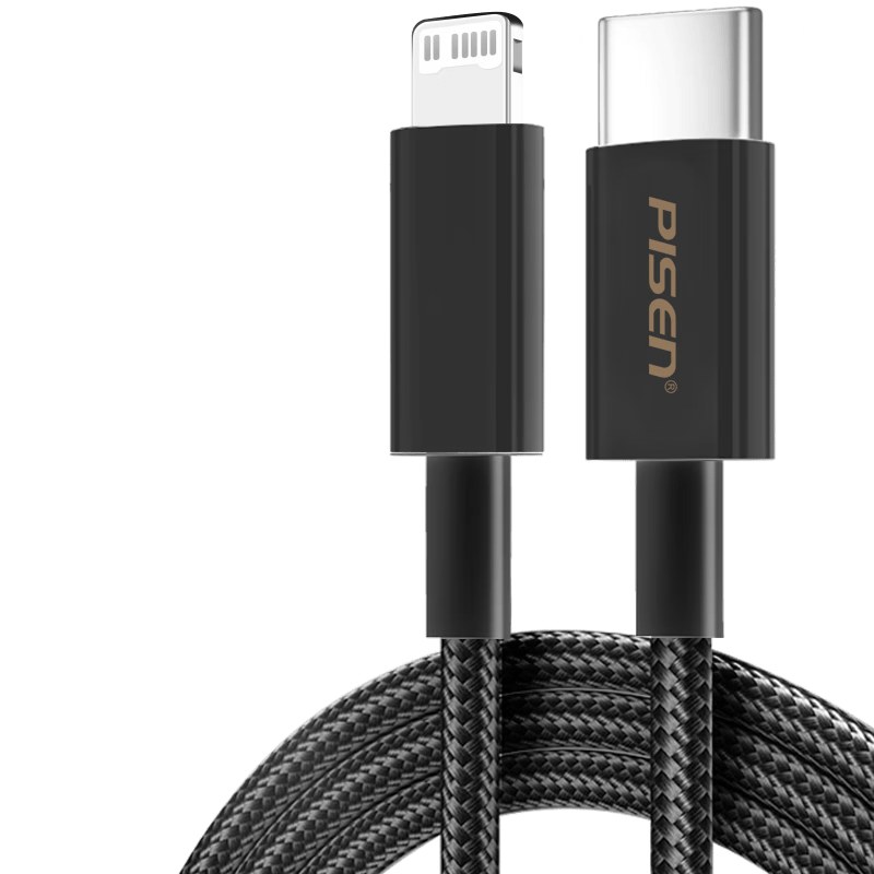 品胜（PISEN）苹果数据线PD27W快充iphone充电线USB-C车载线适用苹果14ProMax/13/12/XR/8手机 【1.2米编织快充线 | 黑色】 【苹果8-14高密编织快充线】