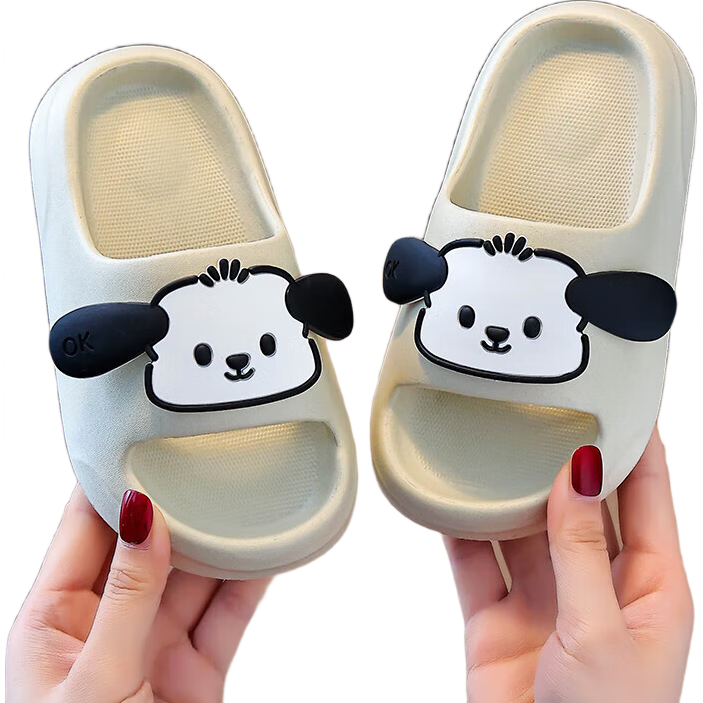 儿童EVA拖鞋踩屎感男童女童夏季 卡通可爱软底厚底小孩外穿凉拖鞋 灰白-大耳狗 34 内长21cm