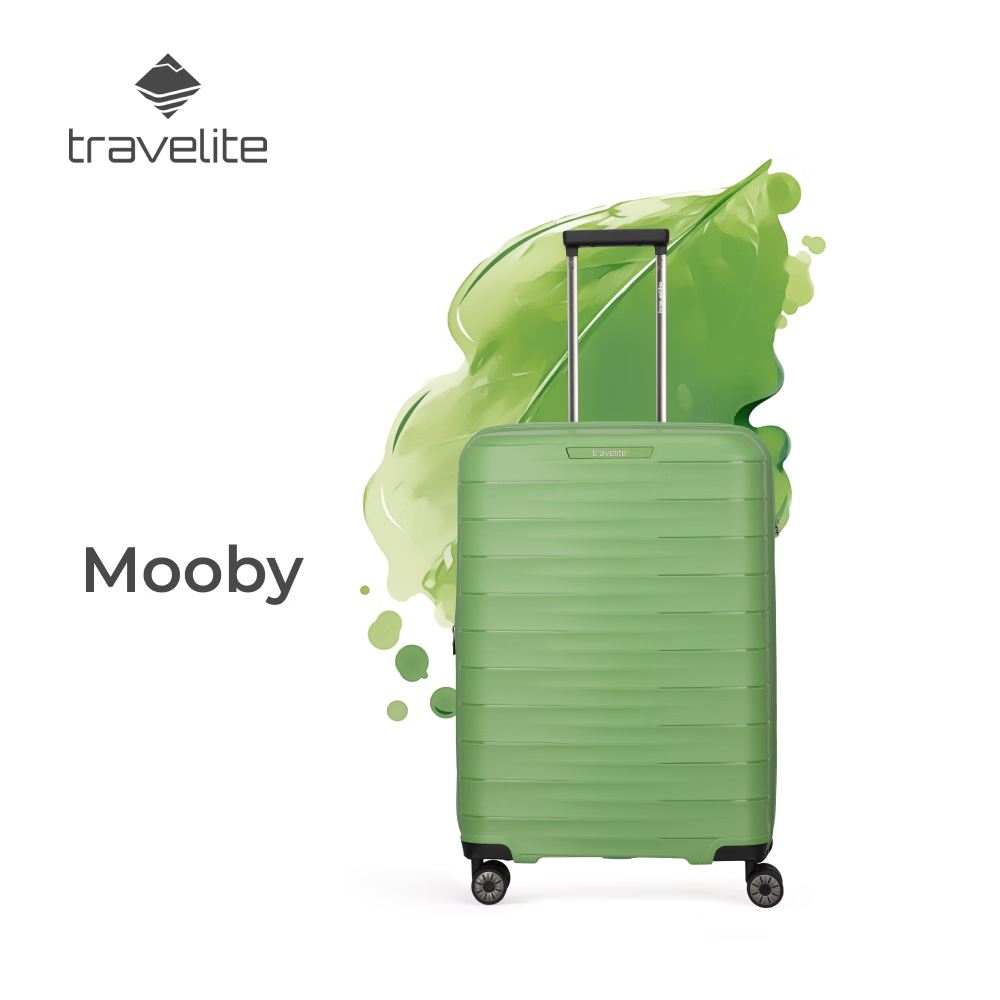 travelite多巴胺大容量行李箱商务静音大学生出游旅行箱 Mooby彩虹系列 森林绿 24英寸 -带扩展围 环保耐用