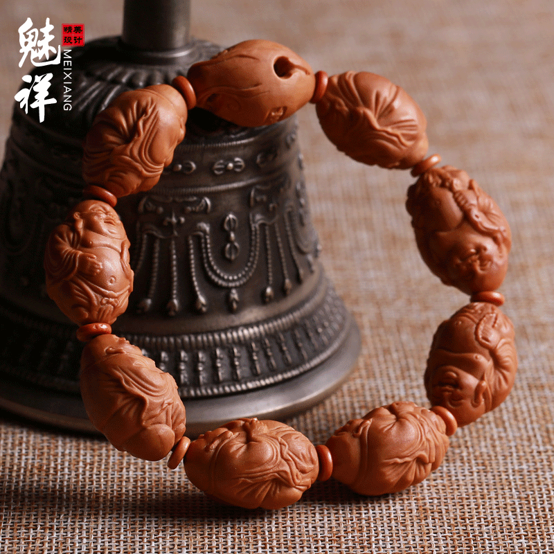 魅祥 橄榄核八宝弥勒手串橄榄胡佛珠手链男女文玩嘉臻作品把玩