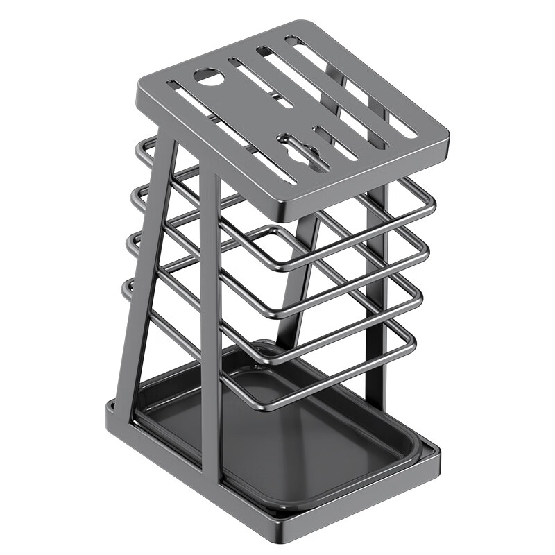 糜鸿（MIEHONE）刀架厨房放菜刀剪刀水果刀置物架家用沥水台面刀具刀座一体收纳架 【奶黄色】台面刀架(带接水盘.)