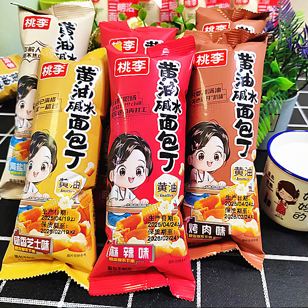 桃李黄油碱水面包丁海盐焦糖麻辣味酥脆面包干办公室休闲零食小吃 海盐焦糖味35克*5包