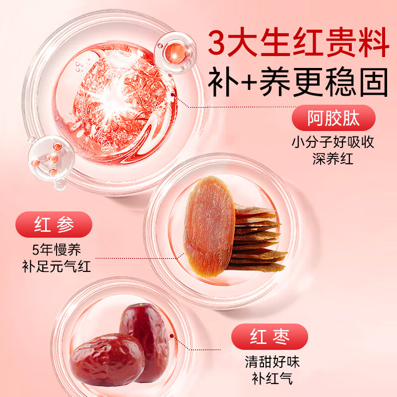 福牌阿胶阿胶肽红参富铁软糖90g铁剂补血补气养血滋养成人女人七夕节礼物 1盒装
