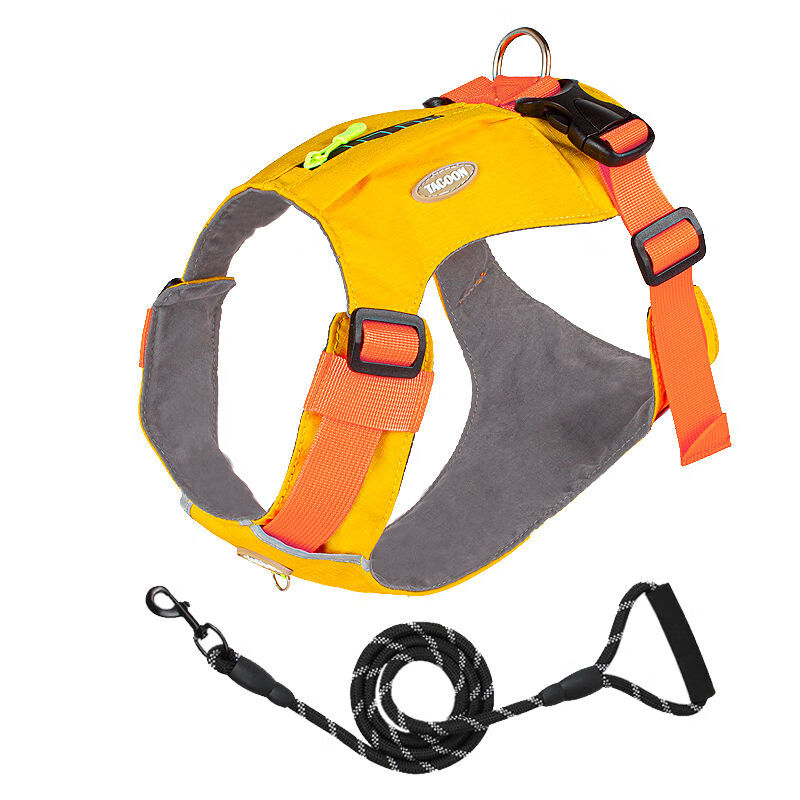 拉夫威爾狗狗牽引繩背心式中小型犬柴犬柯基泰迪遛狗繩可調(diào)節(jié)胸背 黃色1點(diǎn)5米圓繩 S-建議5-11斤