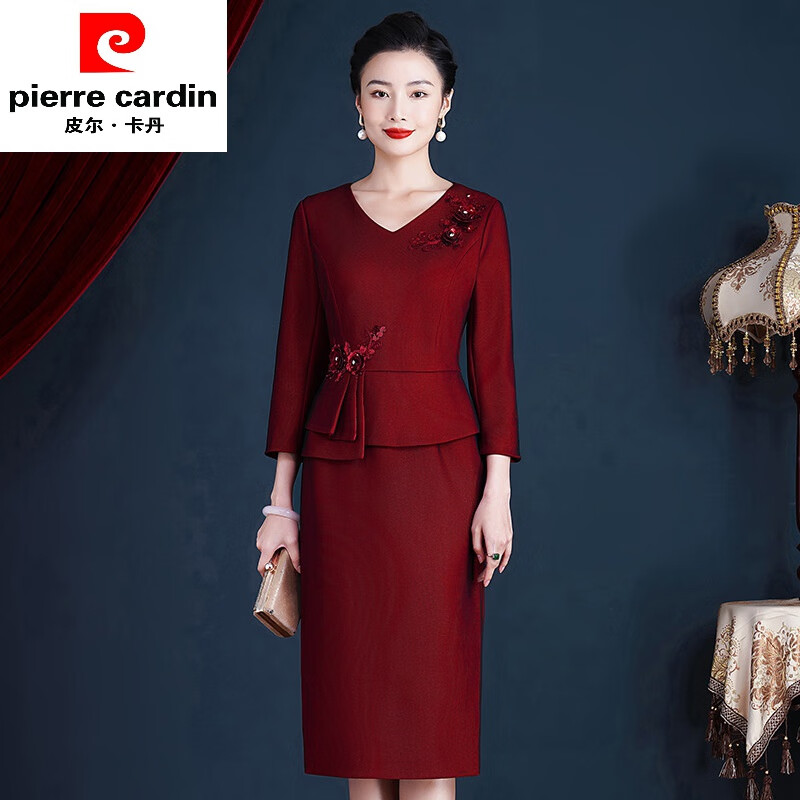 皮尔卡丹高端喜婆婆婚宴装晚礼服裙小个子年轻高贵妈m妈婚礼服洋气