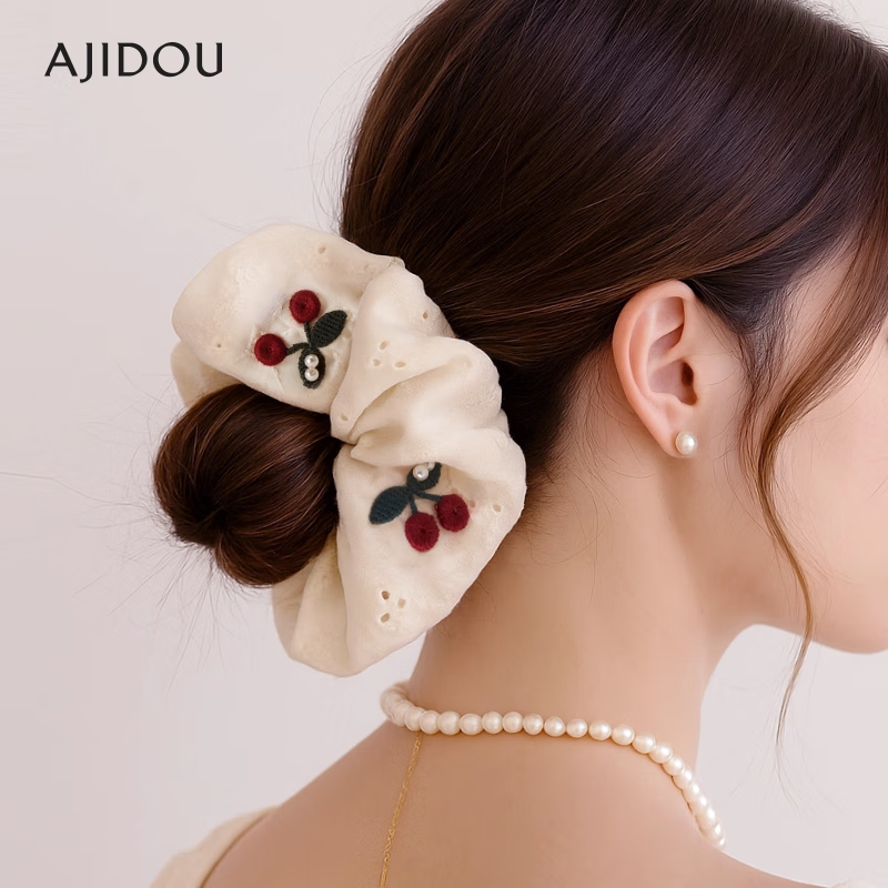 AJIDOU阿吉豆发圈可爱樱桃大肠发圈樱桃高级感发绳新年礼物送女友送孩子