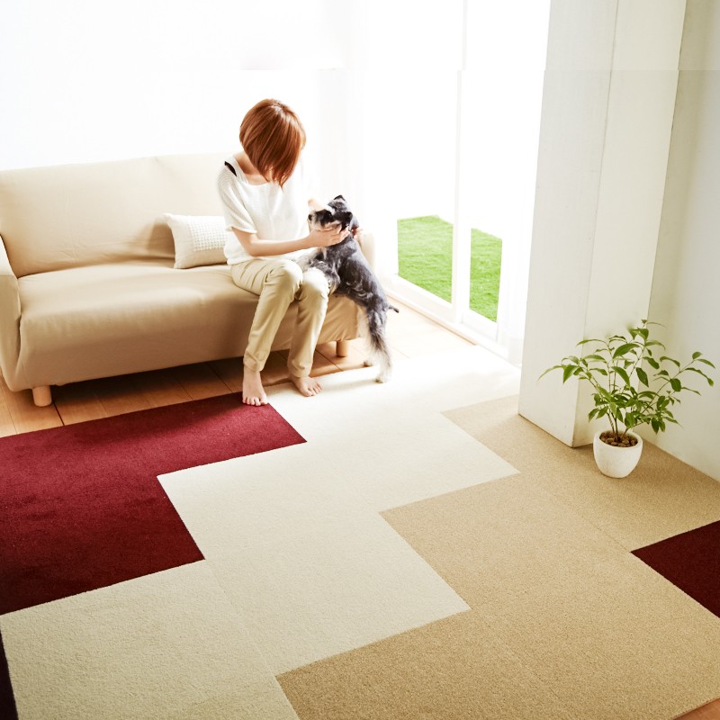 拼接地毯 免胶方毯 客厅卧室地毯防滑保暖隔音 高端300系列 HT303 橄榄