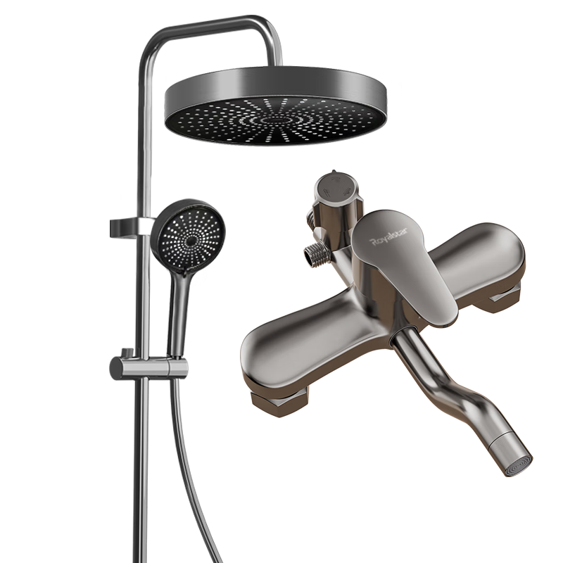 荣事达淋浴花洒套装精铜龙头卫浴室喷头枪灰智能花洒全套增压【金榜】js