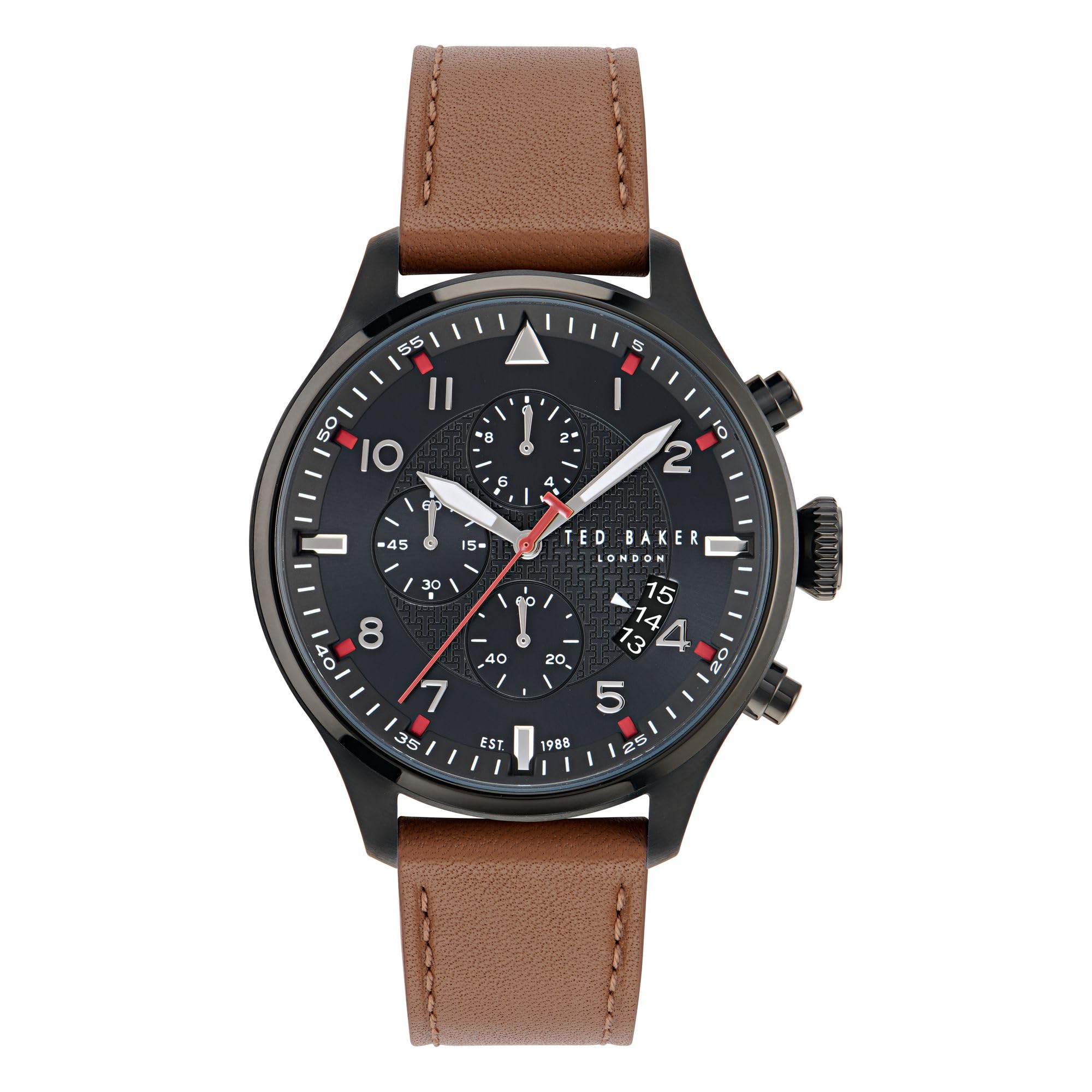 Ted Baker 男式棕褐色皮革表带手表,棕色, 棕色 Brown 8.0*60.0*40.0 mm