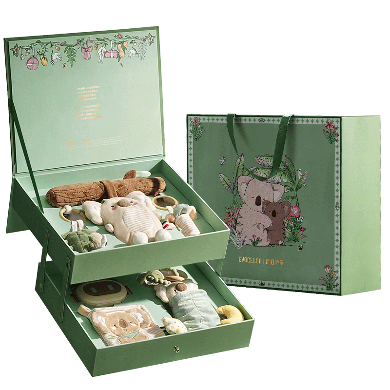 EVOCELER新生兒禮物高檔禮盒嬰兒見面禮寶寶布書床鈴安撫玩具滿月百天禮物