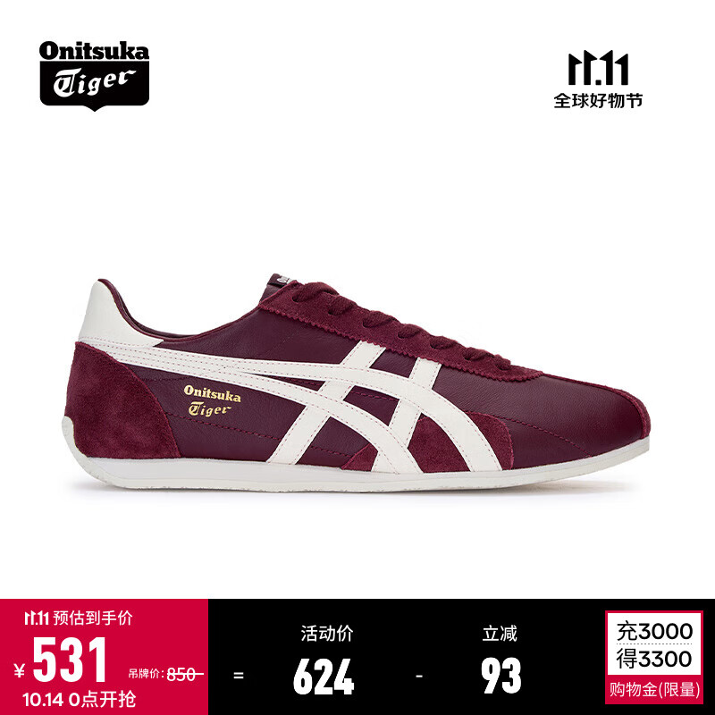 Onitsuka Tiger鬼塚虎男女鞋休闲鞋舒适透气轻便慢跑鞋RUNSPARK 1183B480-600 酒红色/白色 38