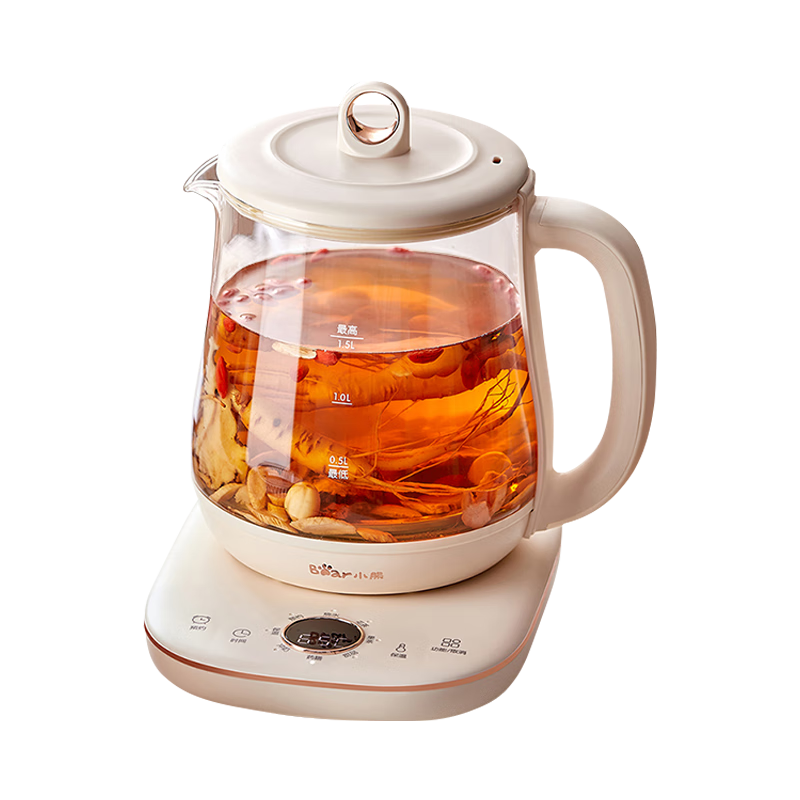 小熊（Bear）养生壶 1.5L煮茶壶煮茶器 玻璃花茶壶 316不锈钢恒温水壶烧水壶电热水壶 YSH-E15M1