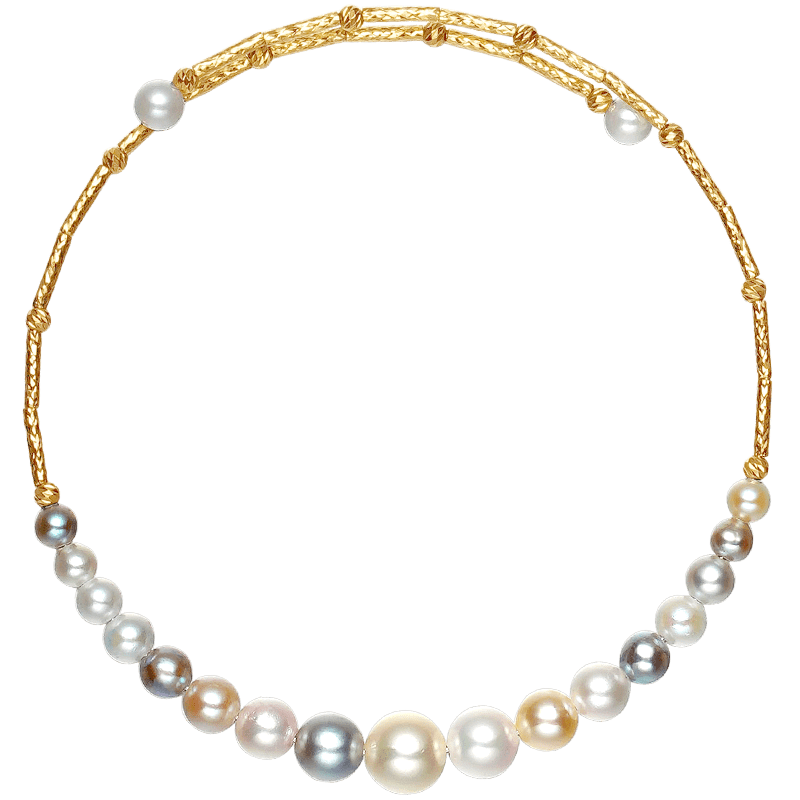 大溪地糖果色Akoya珍珠手鏈18K金海水珍珠手串混色時尚珠寶送禮 18K金_糖果色akoya珍珠手鏈 3-7mm