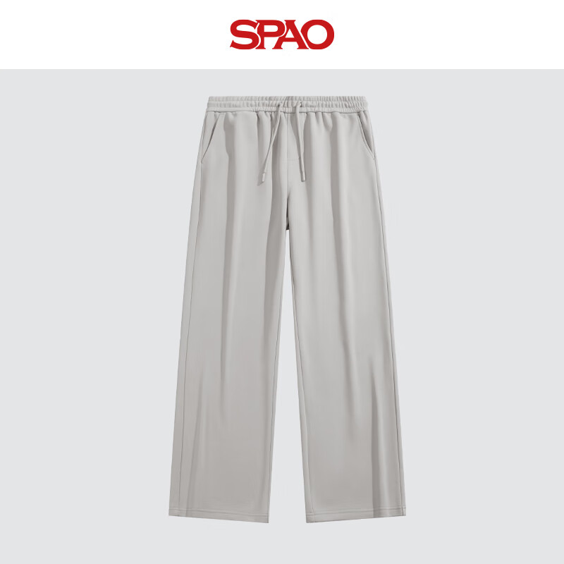 SPAO休闲阔腿长裤男女2025秋季新款居家户外随性百搭卫裤SPWK25SK08XY 浅卡其#纯色 M