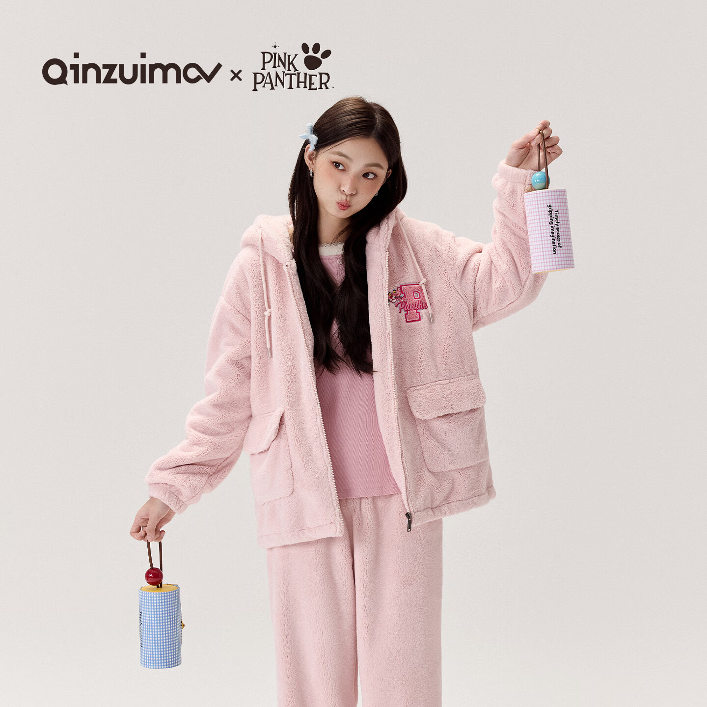 暖暖绒睡衣女冬可外穿可爱卡通连帽保暖新款家居服