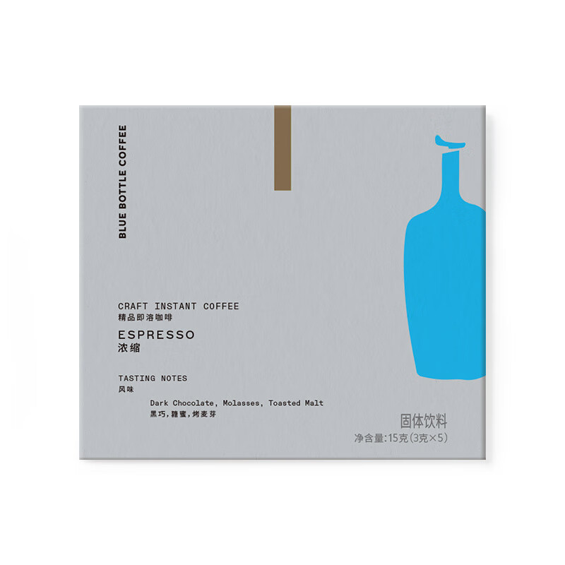 BlueBottleCoffee蓝瓶咖啡 精品即溶咖啡 浓缩速溶冻干黑咖啡粉 精品即溶(浓缩)5条*1
