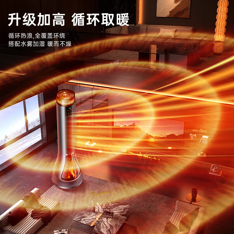 尚度【别墅级超强省电王节能·全屋速热】电热取暖器暖风机石墨烯电暖气浴室家用大面积50平方卧室静音 升级版丨ECO节能模式丨氛围灯加湿器丨遥控语音智控 2025年新款3000瓦丨工厂直销丨5年质保