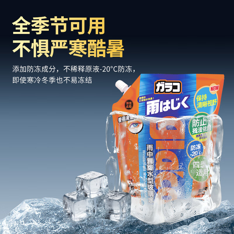SOFT99镀膜型防冻玻璃水-20℃ 四季通用雨刮水强力去污去油膜汽车玻璃水 2L*6袋