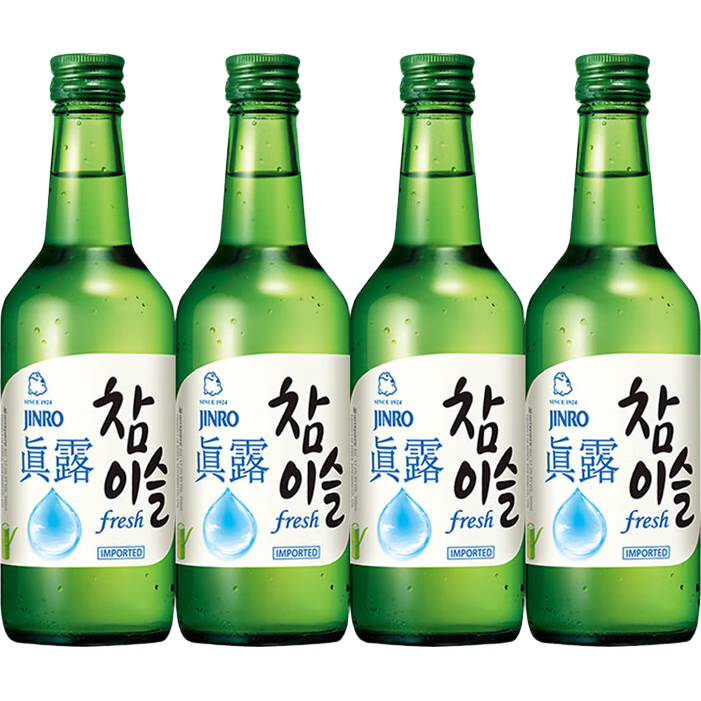 真露燒酒韓國進(jìn)口青葡萄味清酒低度酒水韓式米酒利口酒果味西柚味 原味燒酒360ml*4瓶