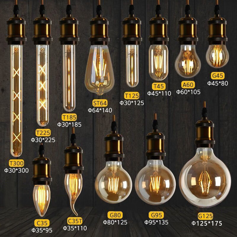 同易LED复古灯泡爱迪生27大螺口仿钨丝灯吧台咖啡厅餐馆怀旧创意家用 E27大螺口-ST64-透明玻璃 8瓦【白光6500K】1个