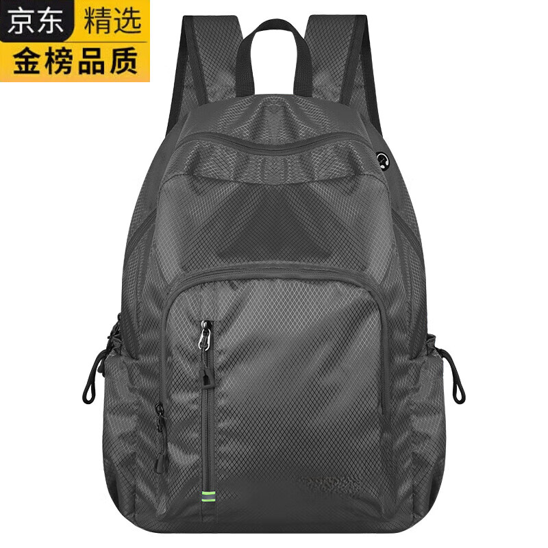KGEG日本进口名牌超轻薄可折叠皮肤包双肩包男女户外防泼水旅游徒步登 深灰色大号