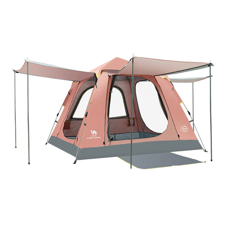 駱駝（CAMEL）戶外帳篷加厚可折疊三門全自動公園帳篷露營防暴雨裝備用品