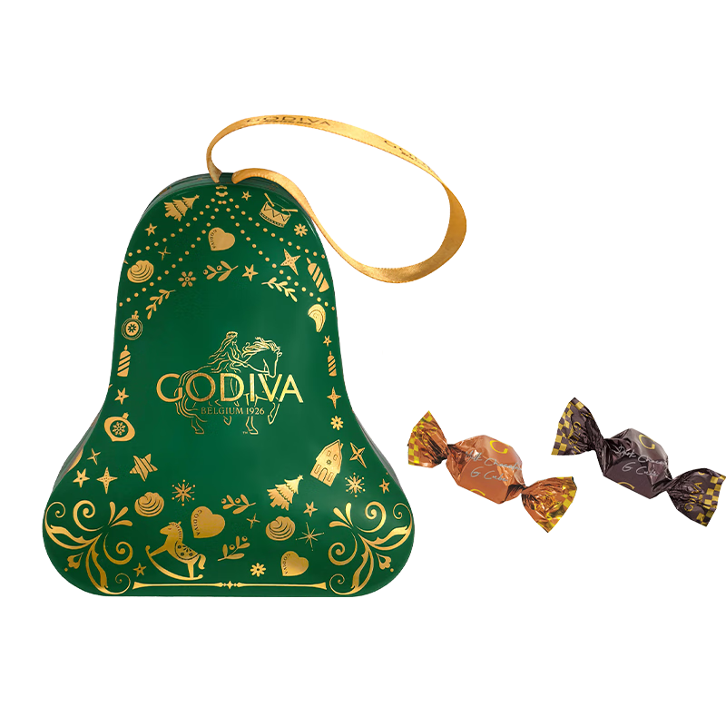 歌帝梵（Godiva）冬日缤纷铃形巧克力铁盒3颗装 20g 休闲零食 新年礼物 送女友