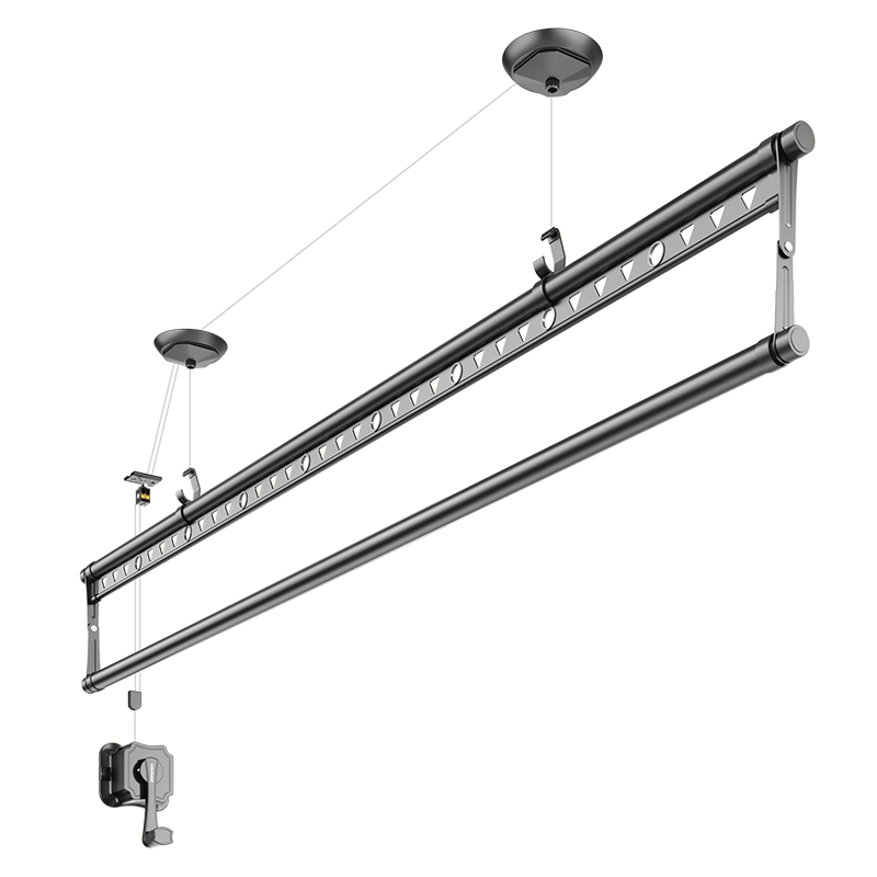 卡瑞琪（COURAGE）手搖晾衣架陽臺(tái)升降晾衣桿室內(nèi)手動(dòng)曬衣架家用專用曬被桿 黑2米