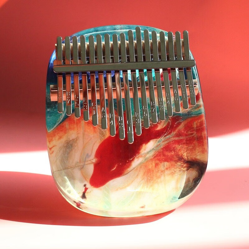 水晶卡林巴拇指琴手指钢琴简单易学便携式网红空灵乐器 水晶椭圆-大鱼