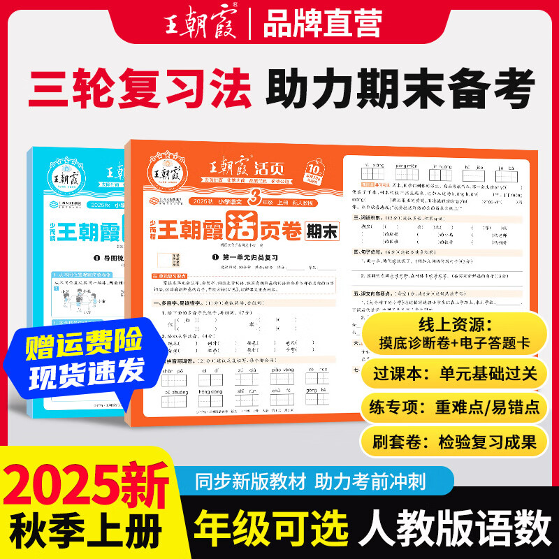 王朝霞2025新版上册一二三四五六年级王朝霞期末活页试卷真题卷各地期末试卷活页卷好题黄冈小状元达标卷期末冲刺100分AB卷2025下册 语文+数学（人教版）2本套装 二年级2025上册