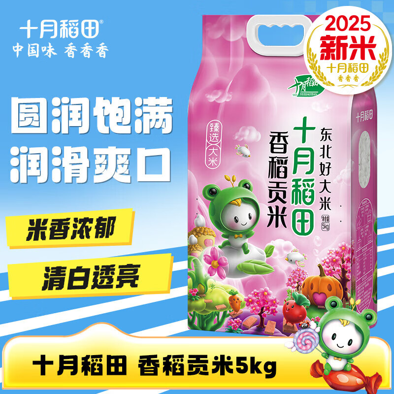 十月稻田【2025年新米】香稻贡米5kg 寿司香米 东北大米10斤 1袋