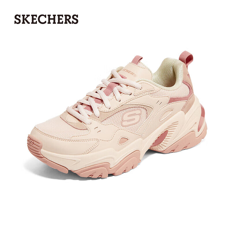 斯凯奇（Skechers）机甲鞋二代休闲运动鞋女士老爹鞋缓震复古女鞋149916 PINK/PINK 38