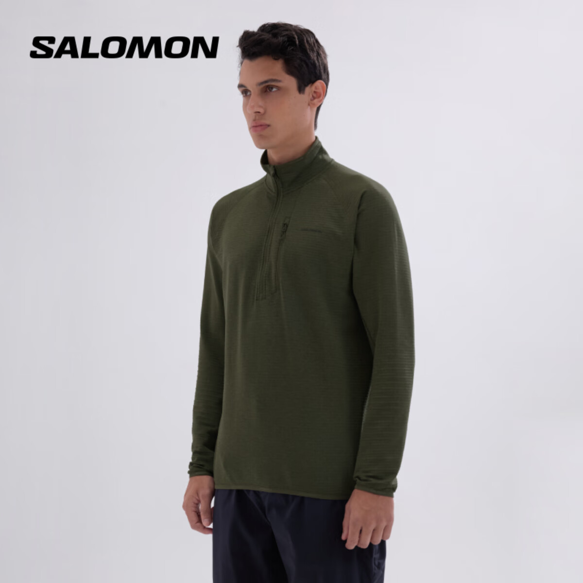 萨洛蒙（Salomon）男款 户外运动柔软舒适保暖休闲长袖卫衣 SNTIAL LIGHTWARM HZ 叶绿色 C24445 XL