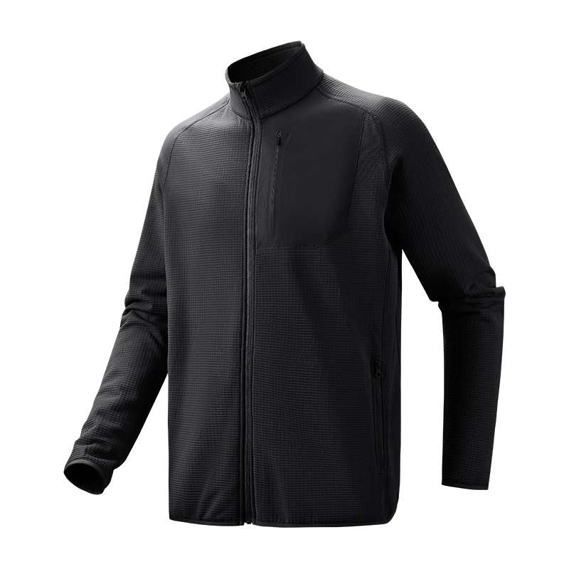 京东京造25秋冬F1系列防风抓绒衣裤户外运动保暖外套立领开衫 黑松露 L