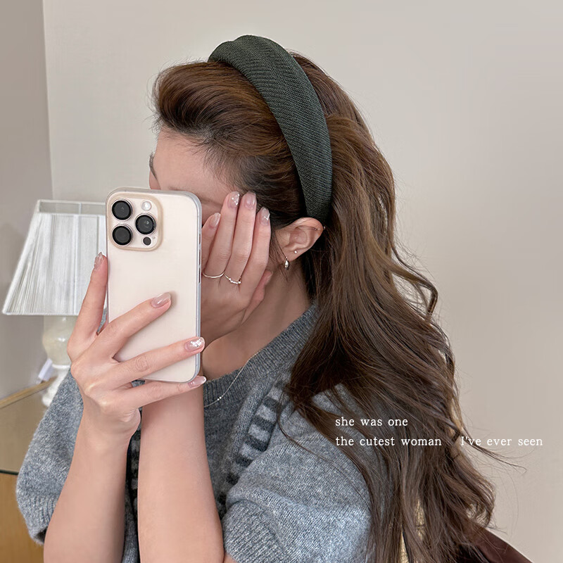 清晨的星星韩国东大门纯色宽边发箍女款高级感百搭头箍头饰秋冬洗脸发卡发饰 蓝色