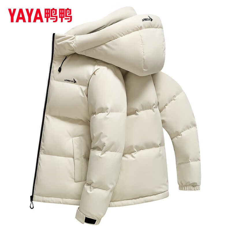 鸭鸭(YAYA)羽绒服男士短款2025冬季新款时尚舒适百搭商务休闲加厚面包服外套 黑色 S 165