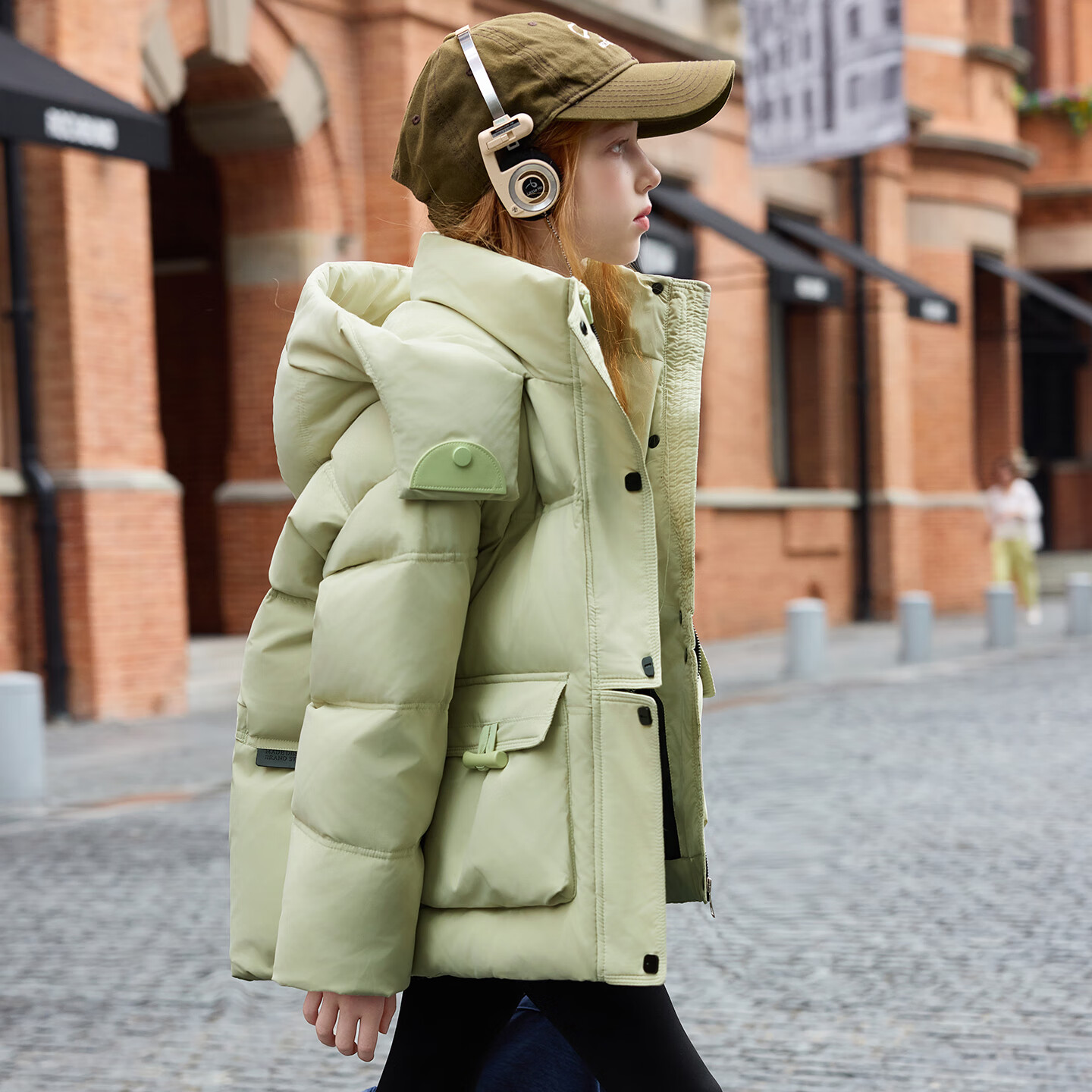 ABC KAIA冬季女童羽绒服2025新款儿童洋气加厚保暖外套加厚白鸭绒中长款 绿色 160