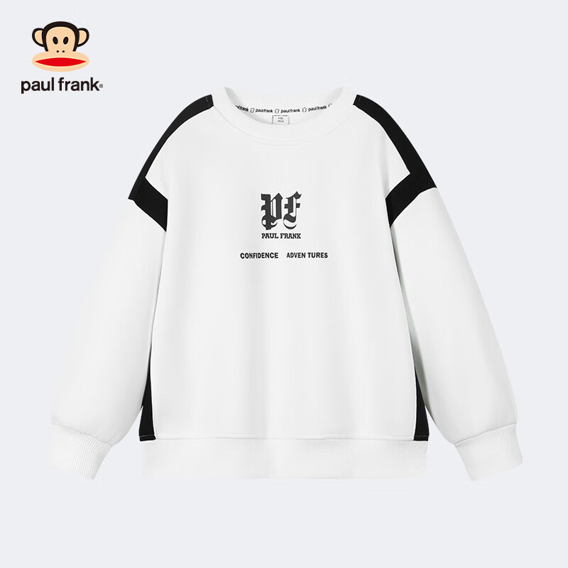 大嘴猴（paul frank）童装儿童卫衣2025秋冬款男女童休闲宽松舒适中大童运动圆领上衣 142F米白 130